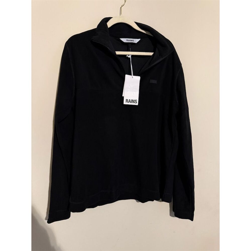 RAINS Unisex Black Microfleece Half Zip Pullover Size M Casual